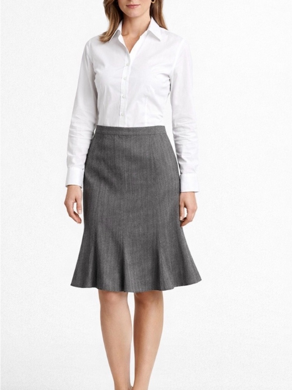 New! Chaps Metro Womens Herringbone Skirt Gray Black Sz 14($80) Office Business